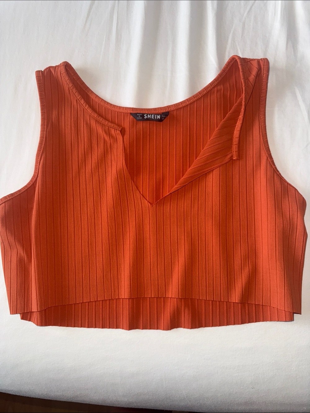 SHEIN Ribbed One-Shoulder Crop Top in Burnt Orange